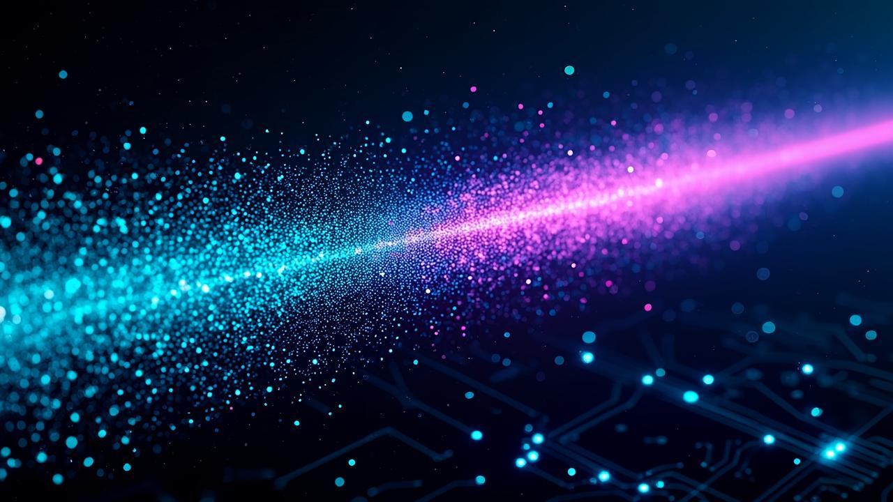 Abstract data stream imagery: in a deep black back