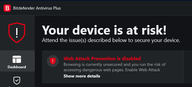 How to disable notifications like "Web Attack Prevention is disabled"? -  Expert Community