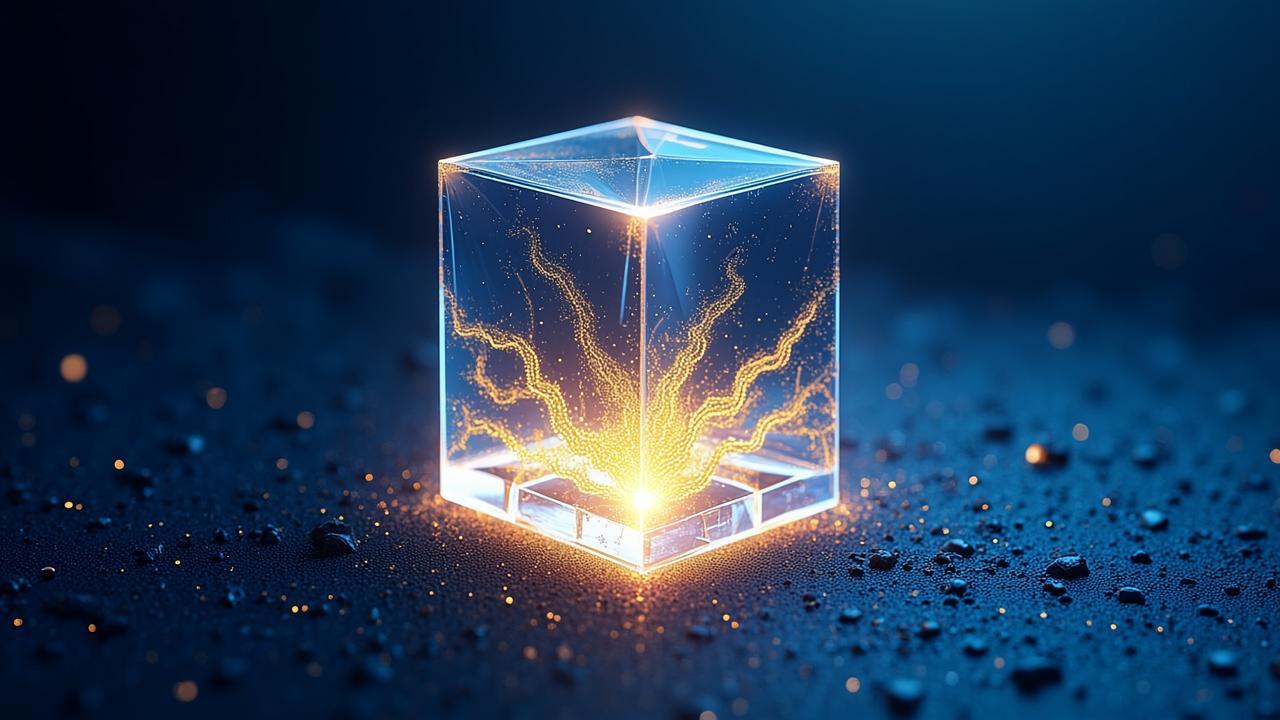 An abstract technology concept: a glowing transluc