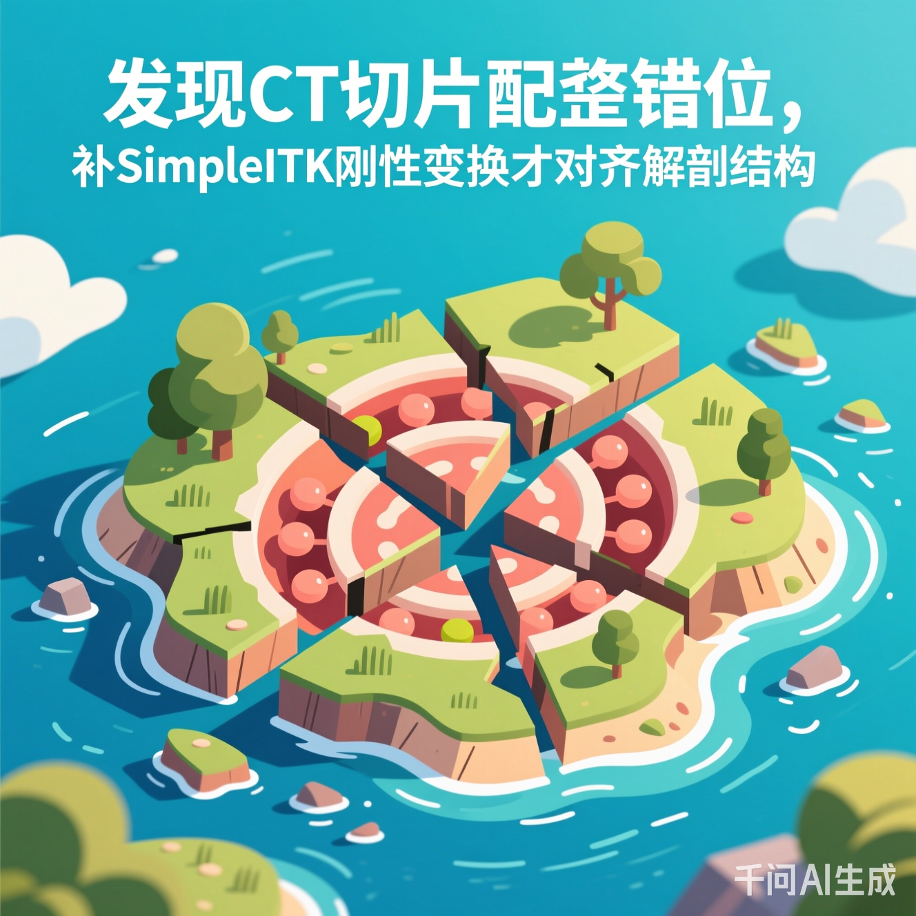 被分割成碎片的岛屿插画