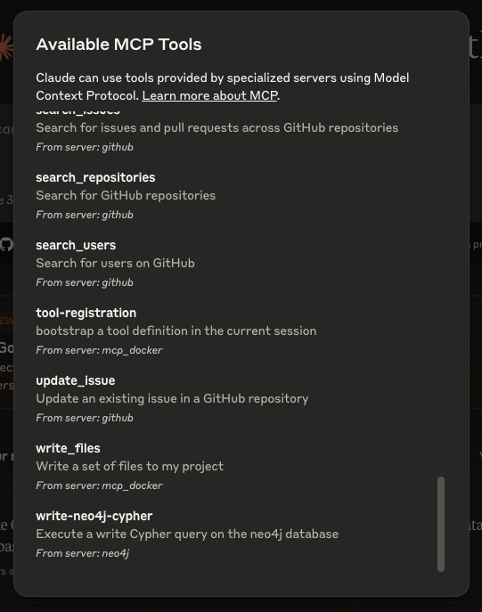 我的已安装 MCP 工具列表，其中包括 Neo4j 工具