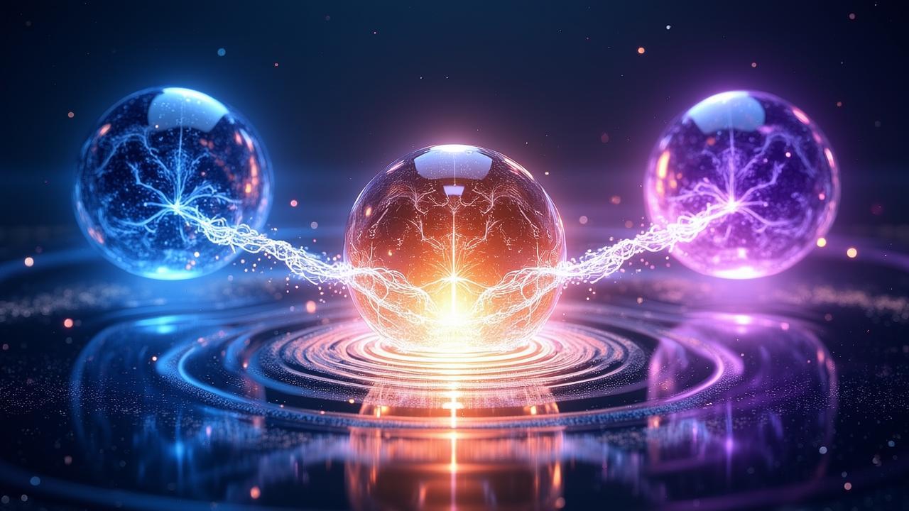 A surreal visual of three luminous, distinct energ