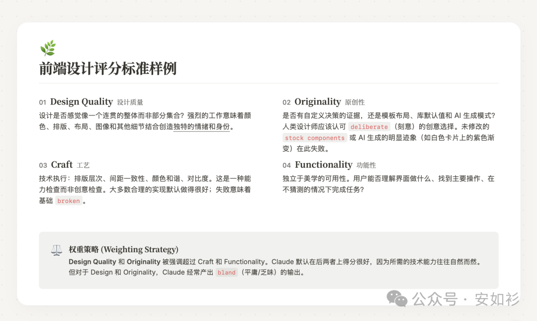 评分标准和权重策略