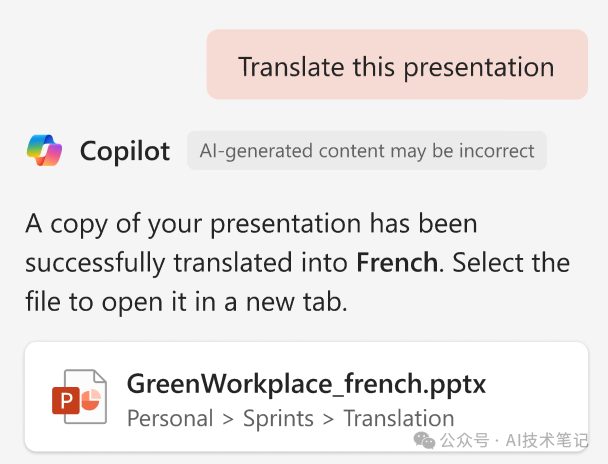 ppt translate copilot interaction