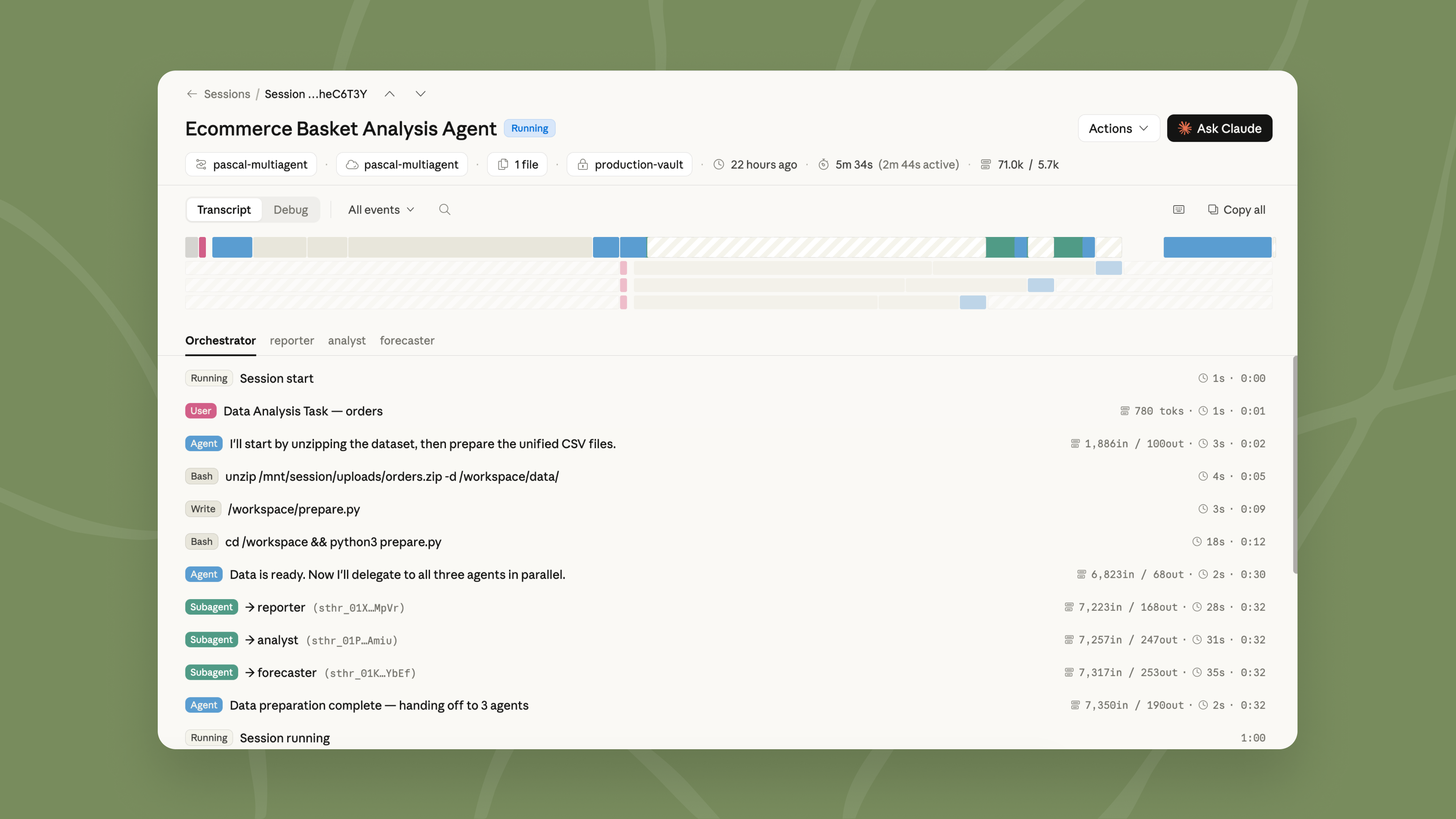 Claude Managed Agents Sessions UI