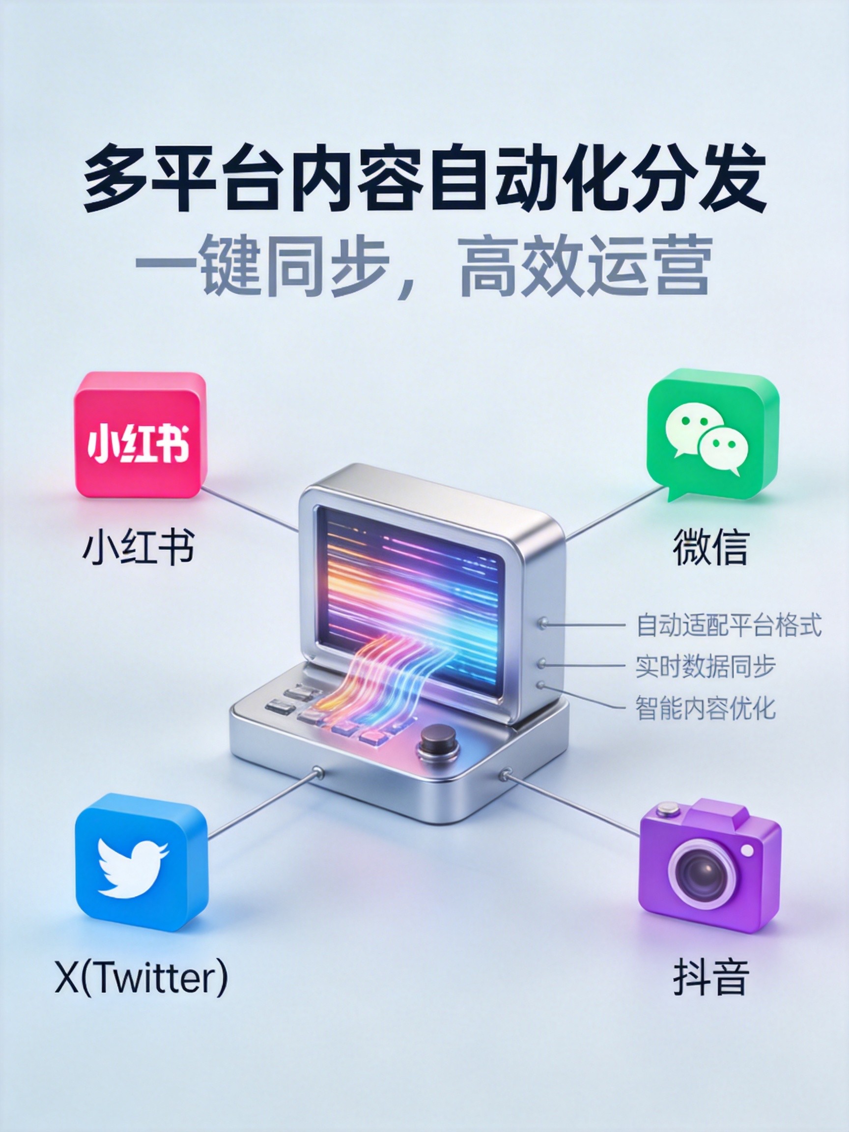 多平台内容运营 - 展示AI在不同社交平台的内容分发能力