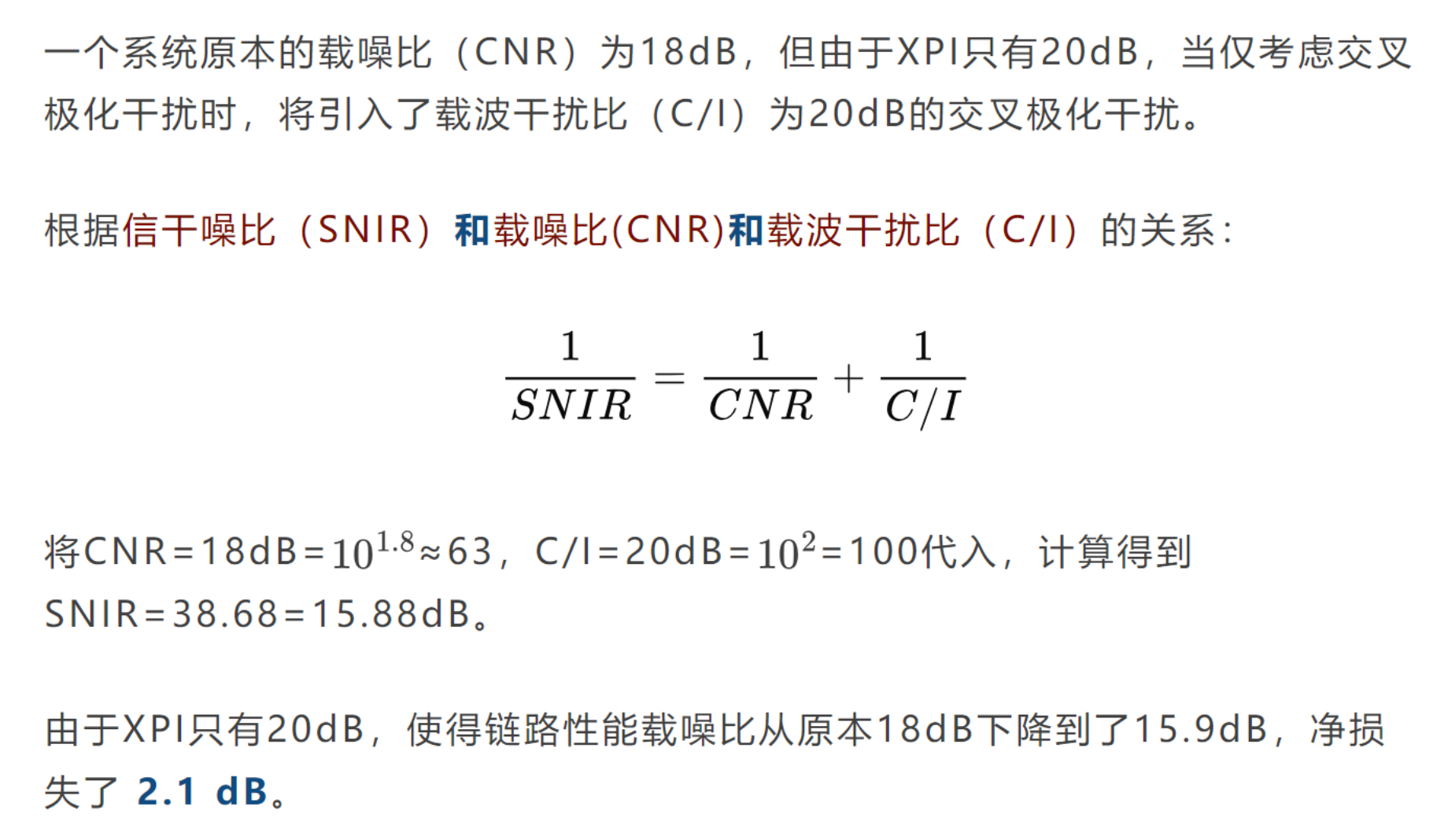 天线交叉极化性能不好带来的链路载噪比损失