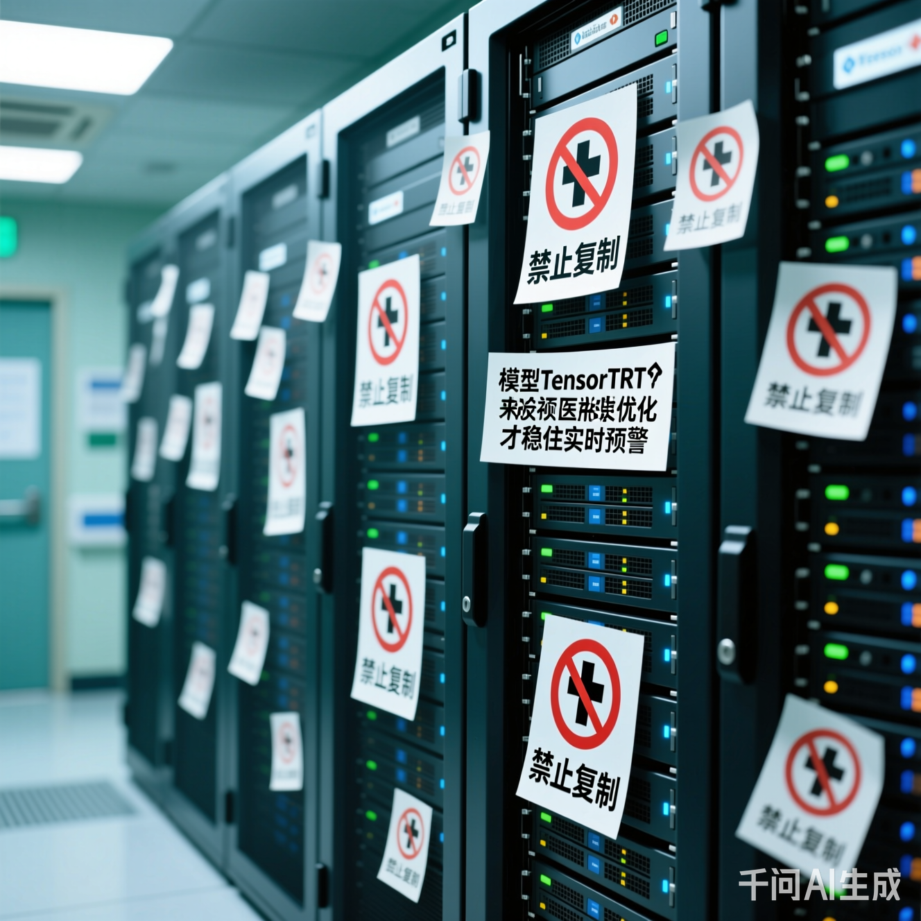 医院服务器被贴满“禁止复制”的贴纸