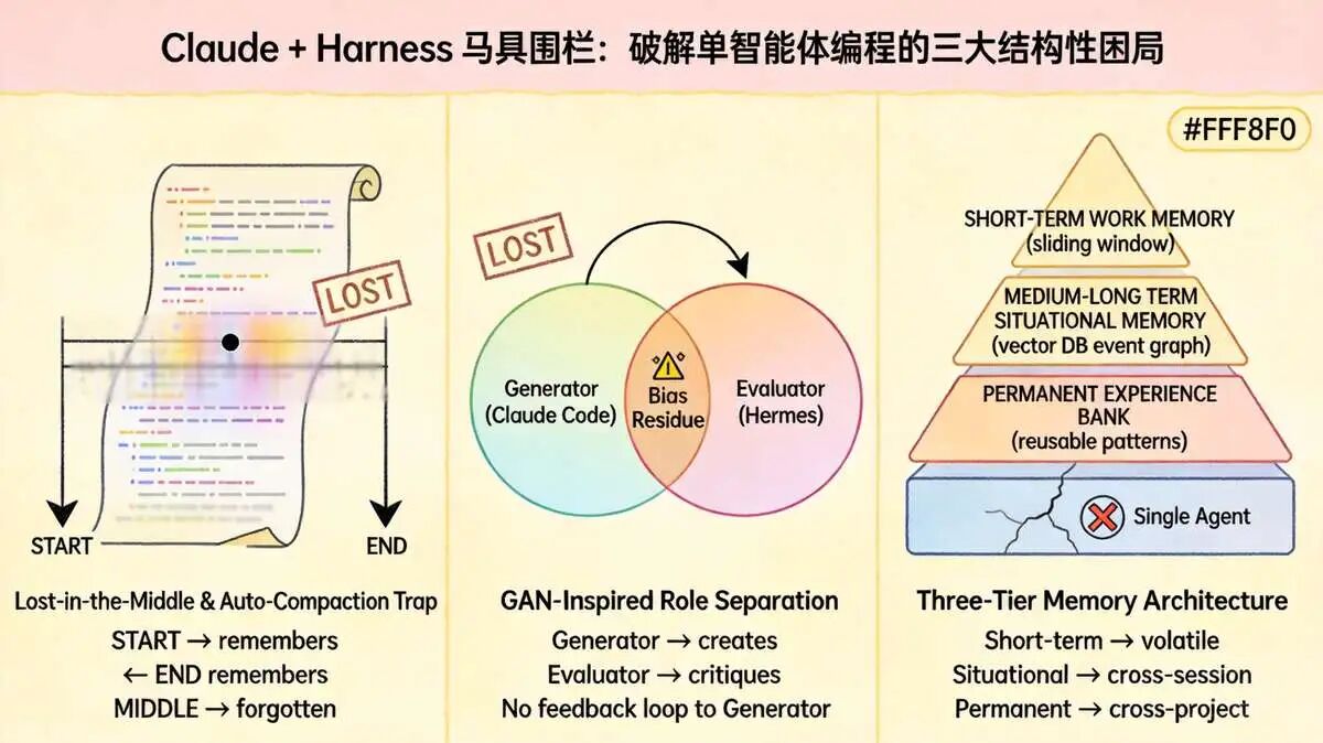 一、Claude + Harness 马具围栏 架构的必要性:单智能体缺陷与协同破局