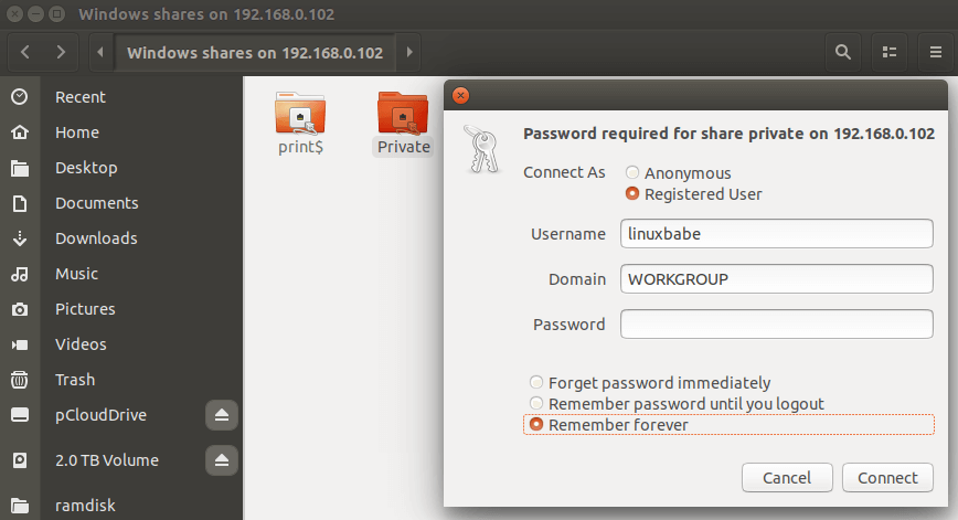 samba shares password authentication