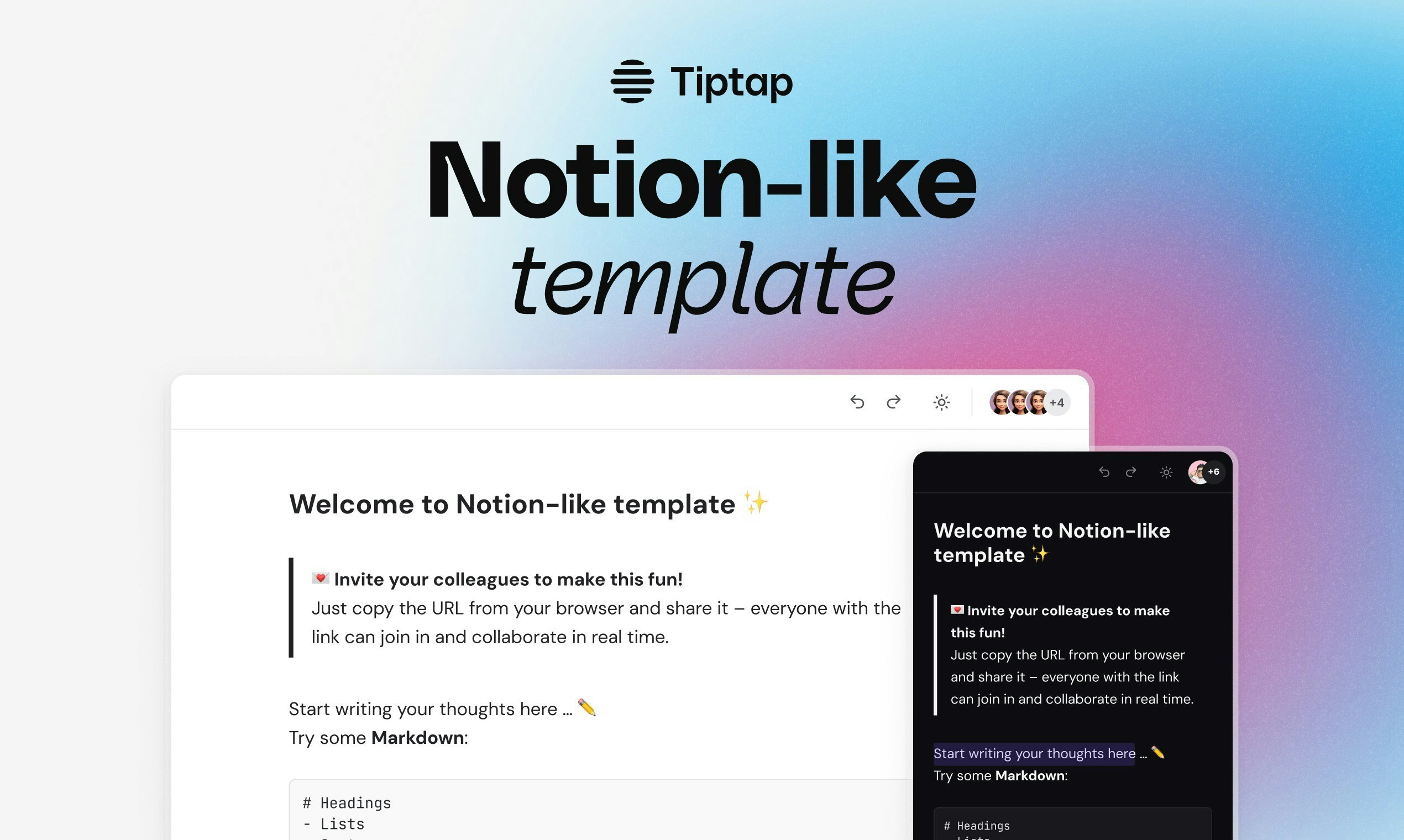 Notion-style editor for Tiptap Cloud
