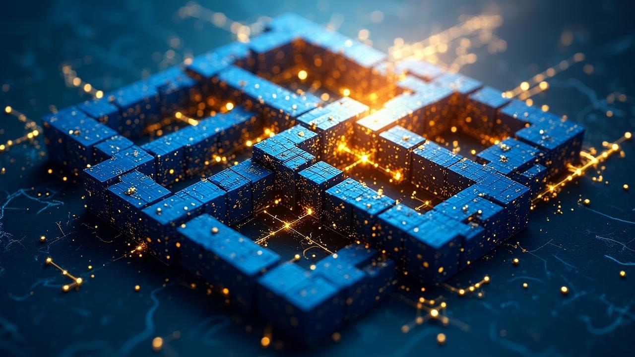 Abstract digital maze: complex three-dimensional g