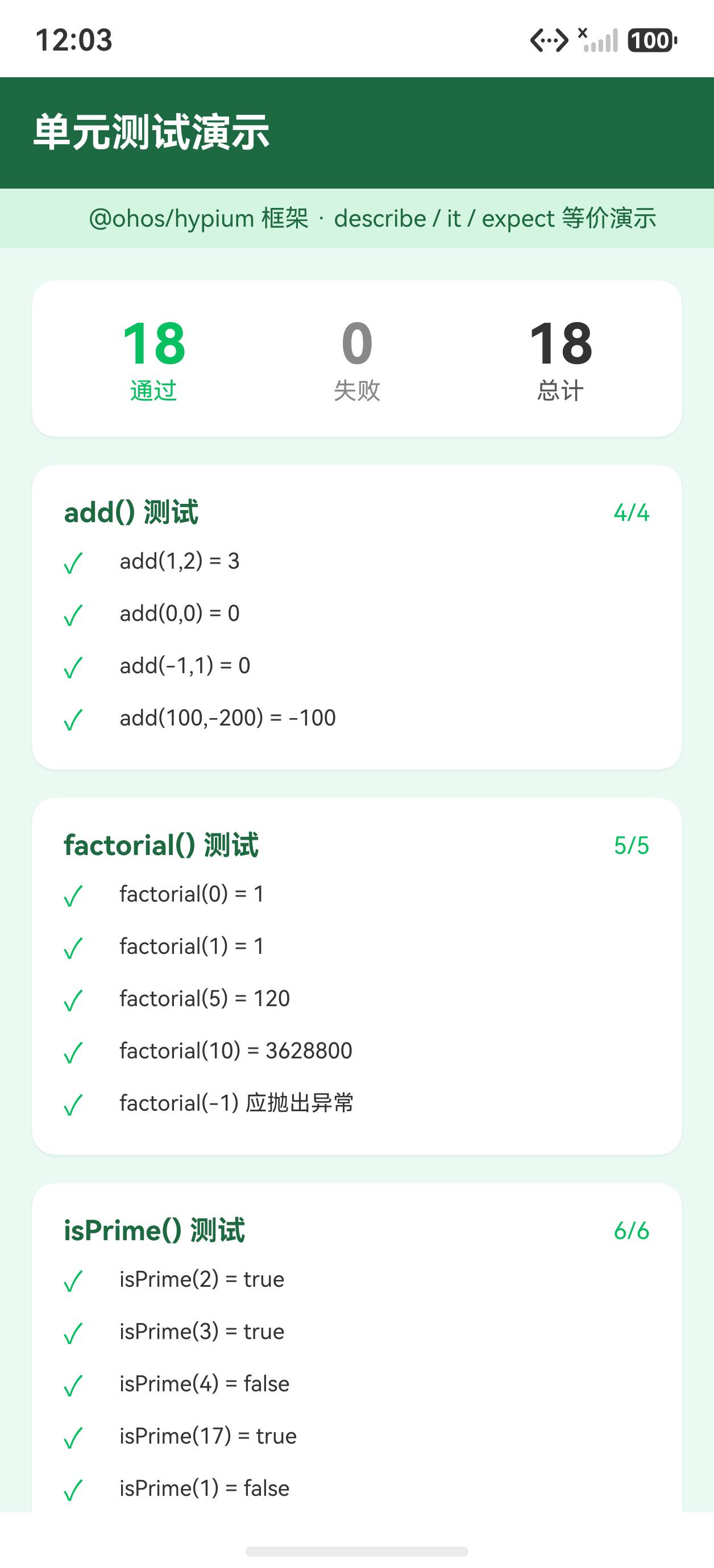 单元测试结果