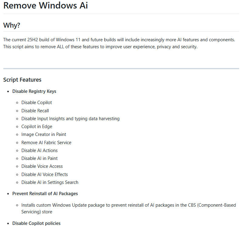 RemoveWindowsAI 项目介绍图