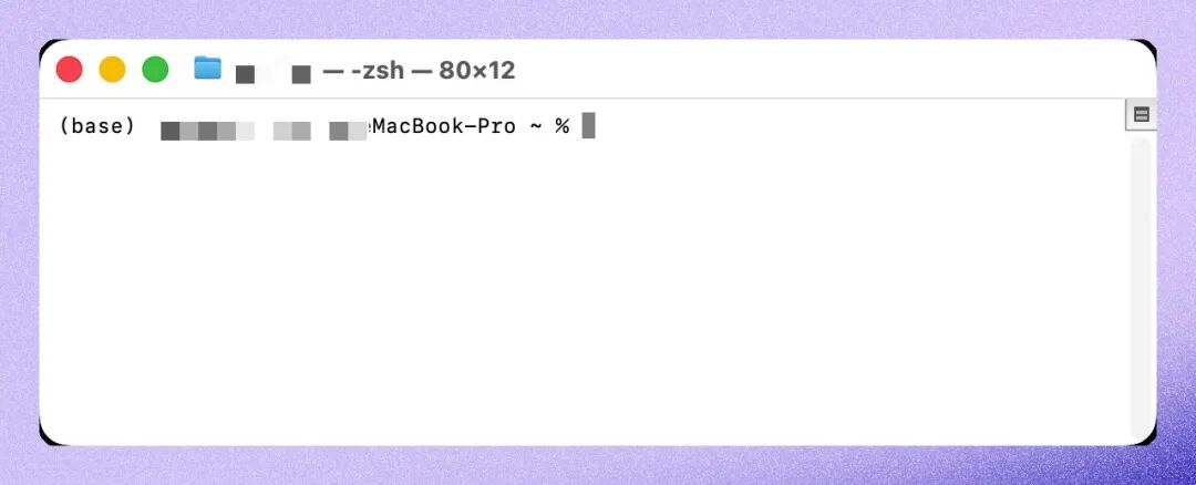 Mac终端(Terminal)界面截图:显示打开后的默认界面,有一个光标在闪
