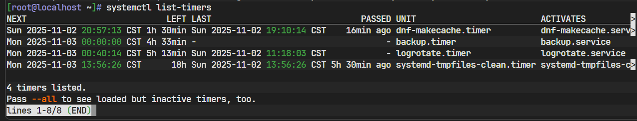 systemctl list-timers 的输出