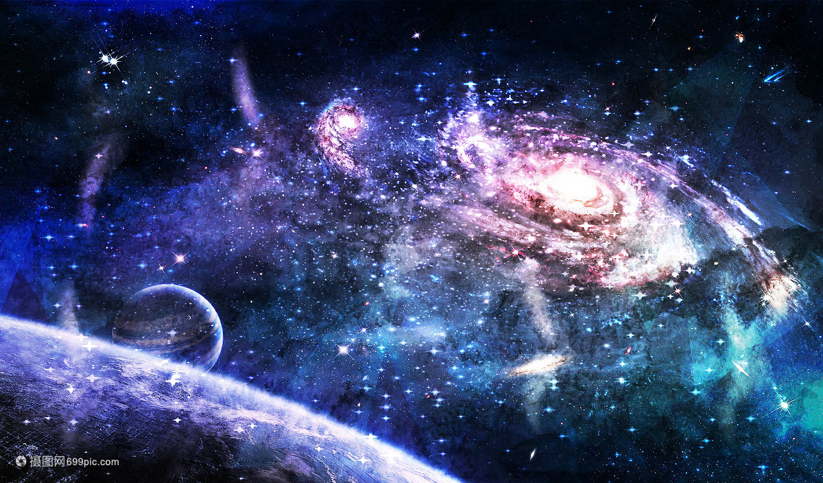 星空背景 星轨褶皱叠着陨石划痕的暗纹