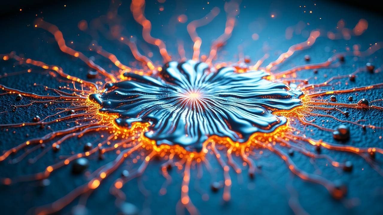Abstract logic fission: a flowing liquid metal sur