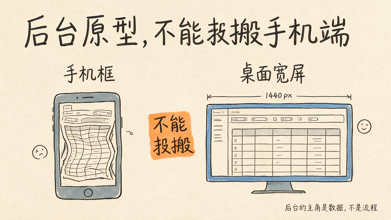 后台原型,不能照搬手机端