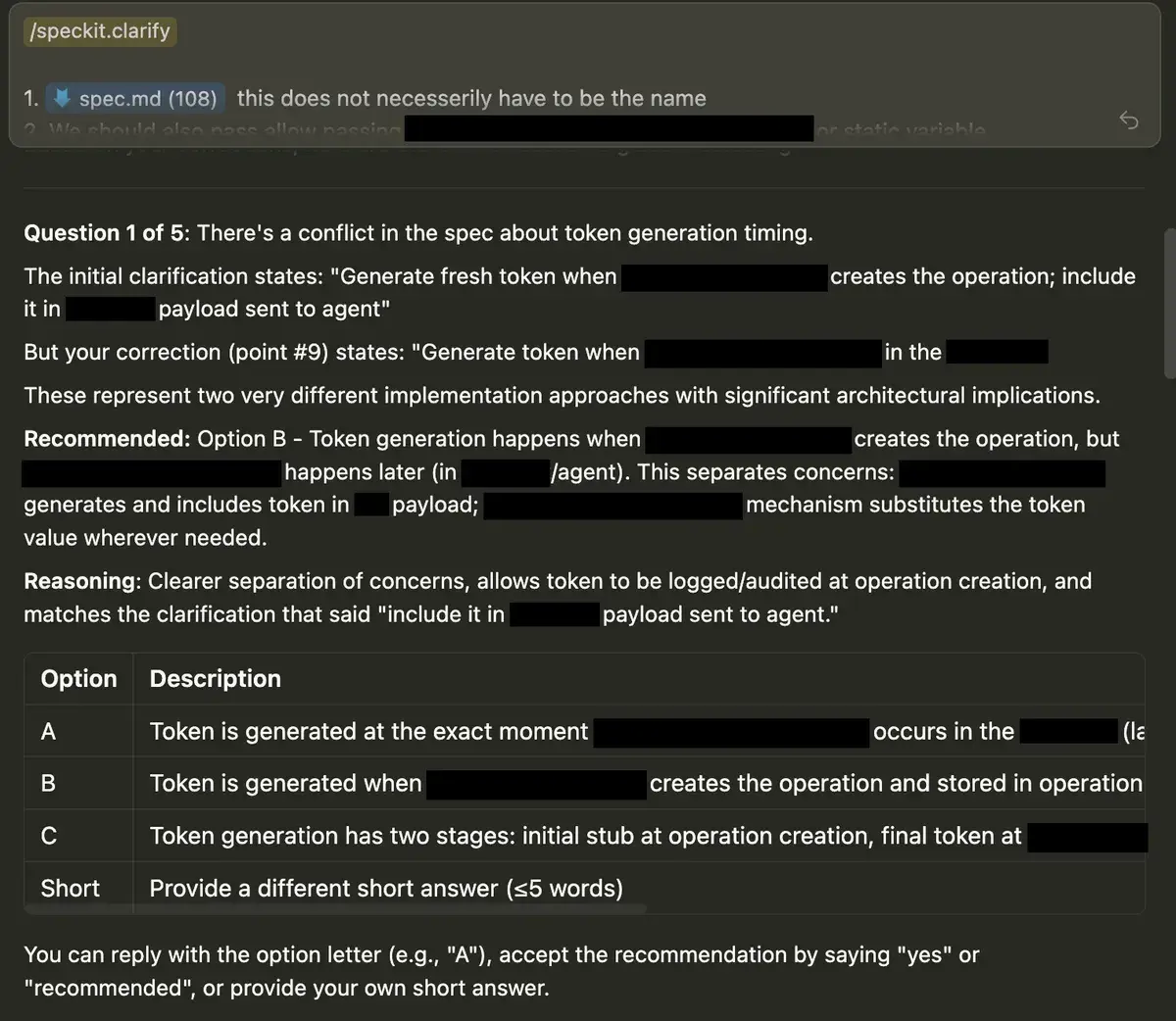 /speckit.clarify - 带多选题的结构化需求获取。