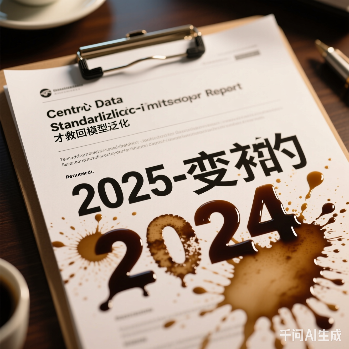 一份被咖啡渍污染的行业报告，标题处的2025变成了2024