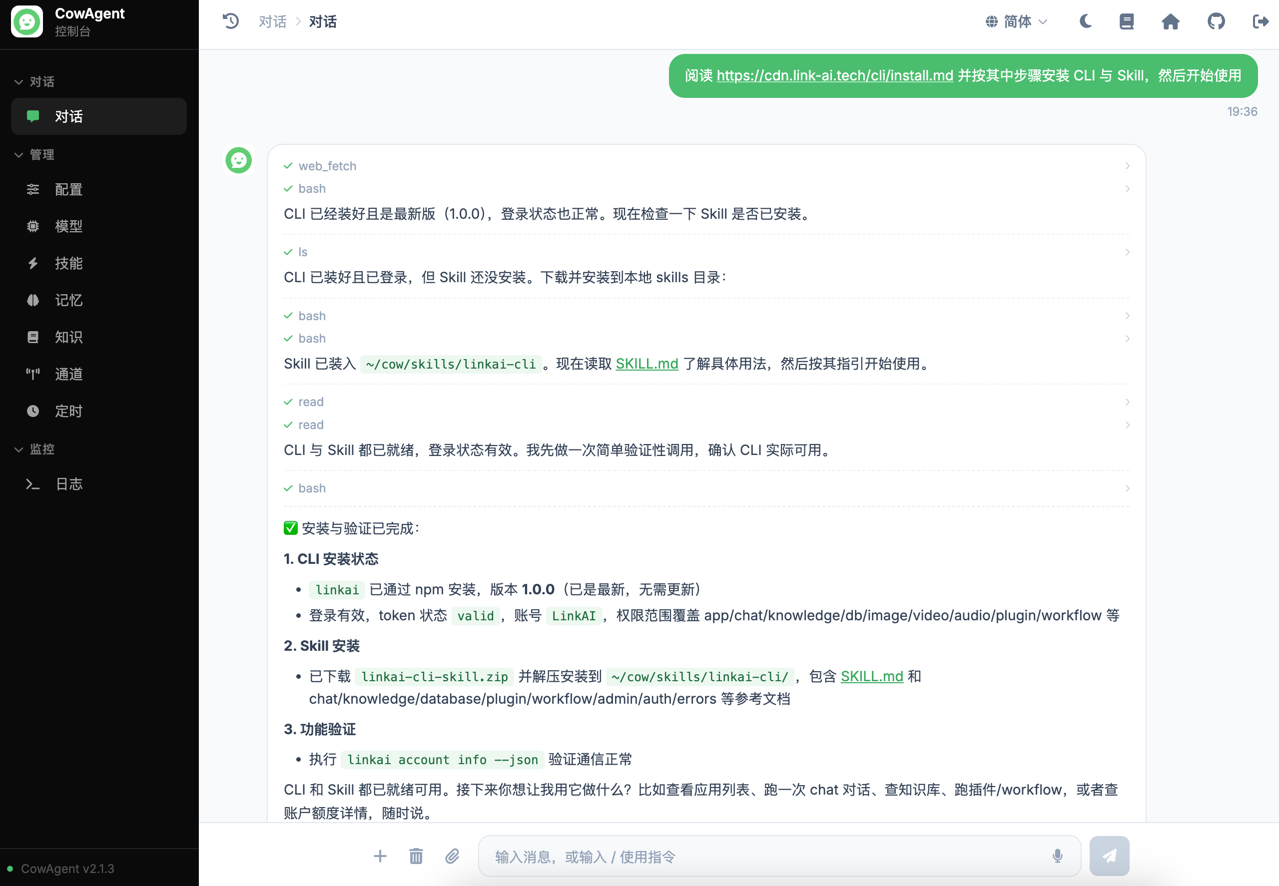 CLI 在 Agent 中的安装示例