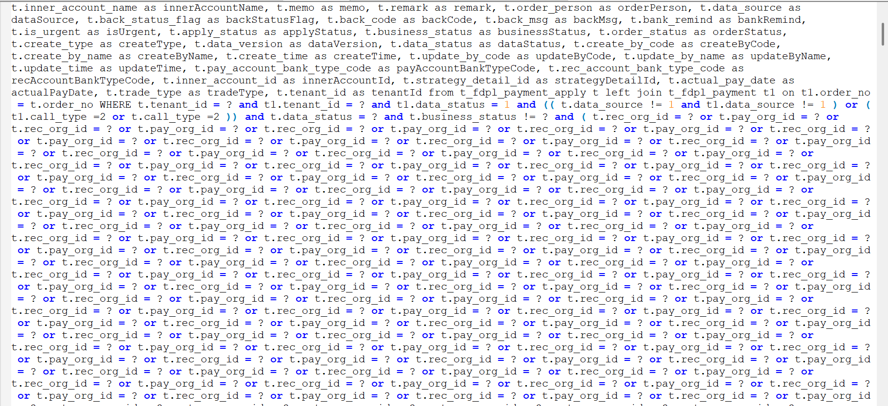 sql 参数少的情况