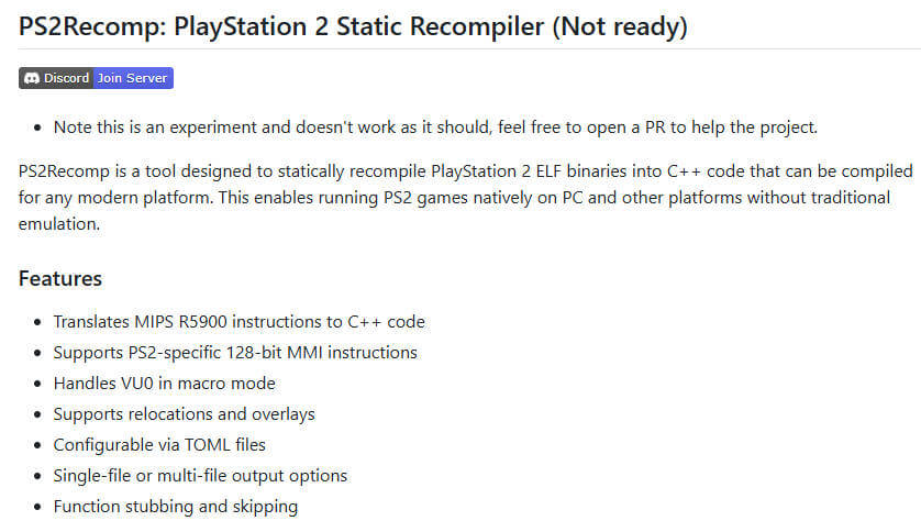 PS2Recomp 项目介绍图