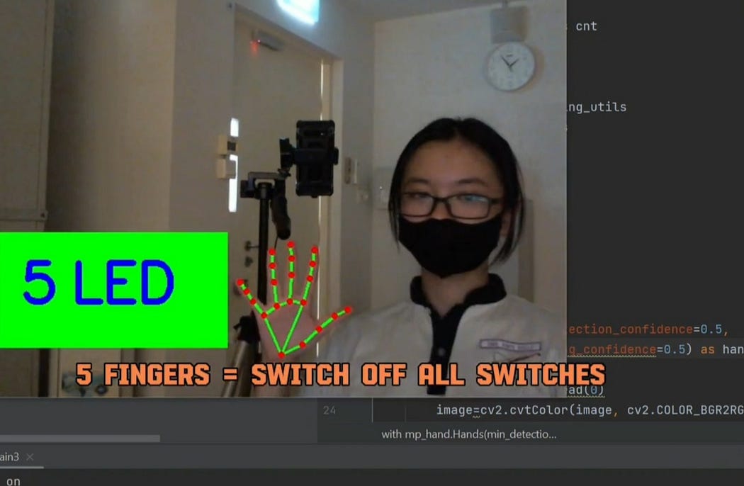 Mediapipe手部标记点检测隔离图示