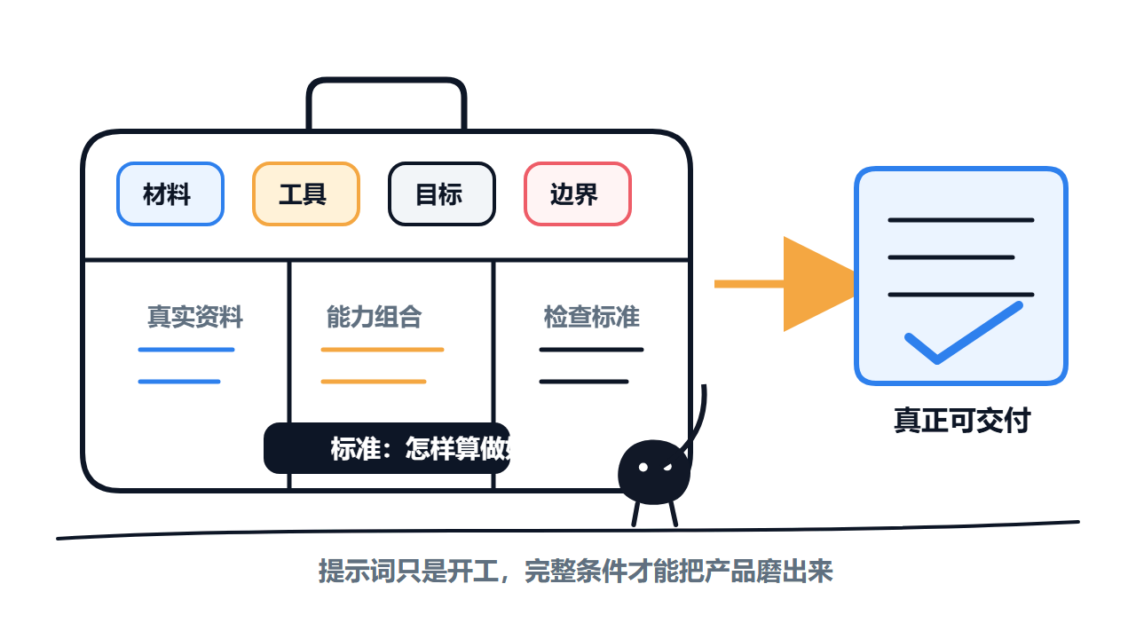 AI任务五项检查表：材料、工具、目标、边界、标准