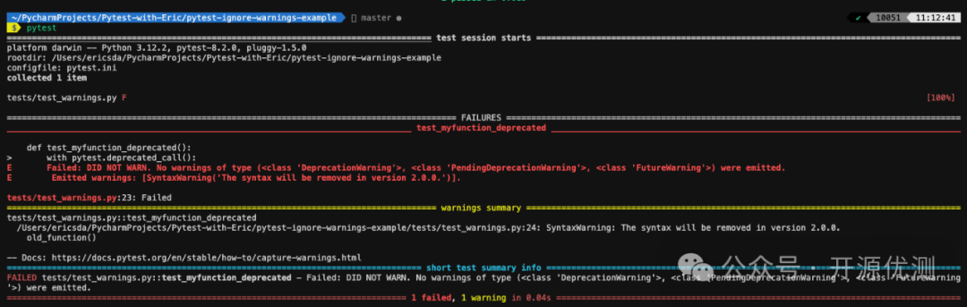 实例详细演示在Pytest中如何忽略警告