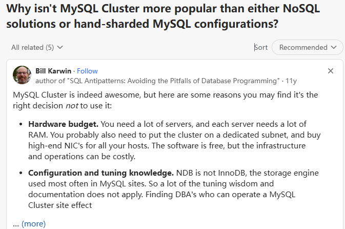 继续辩解为mysql cluster