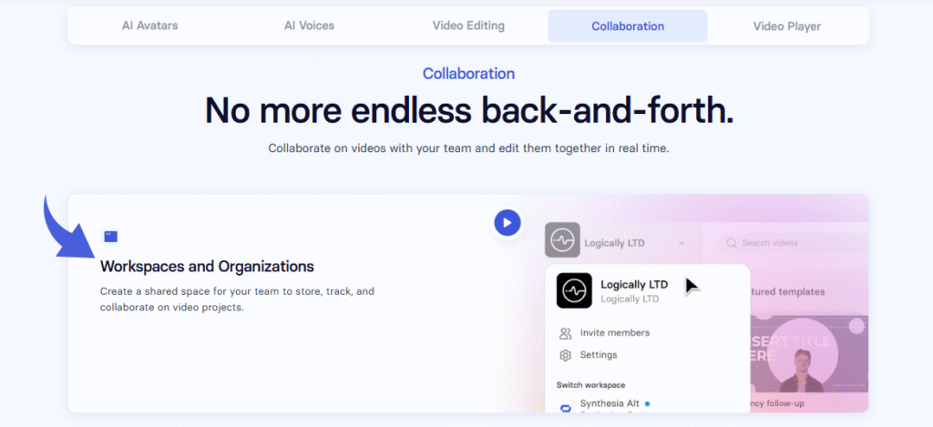 Synthesia 协作与共享