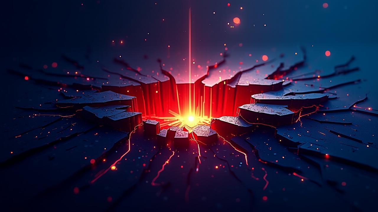 Abstract network security imagery — deep crimson a