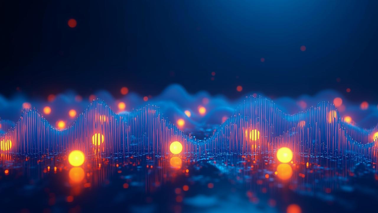 Abstract digital congestion: countless glowing ora