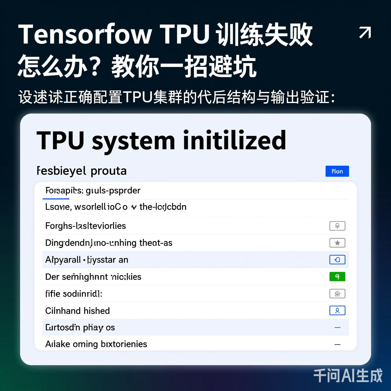 正确配置TPU集群的代码结构与输出验证:显示"TPU system initialized"及设备分配详情