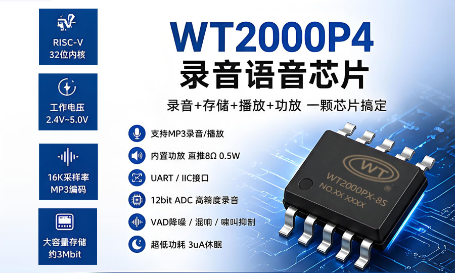 WT2000P4-8S MP3录音上传芯片