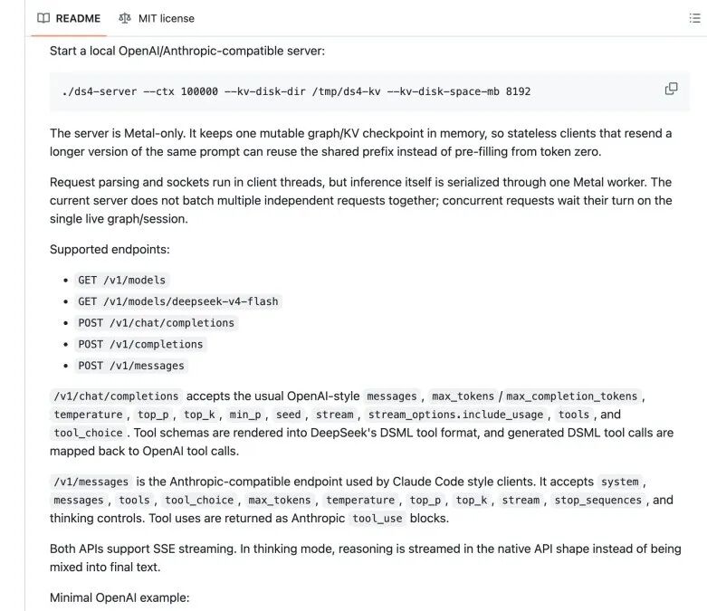 Redis之父antirez发布DeepSeek V4 Flash专用推理引擎，128GB MacBook本地跑284B参数大模型