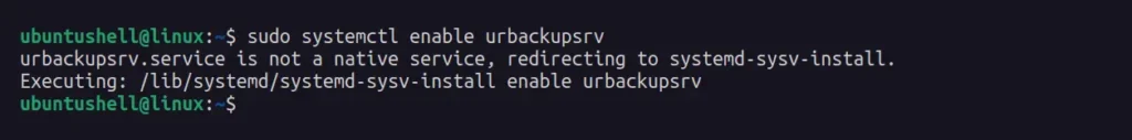 enabling urbackup server