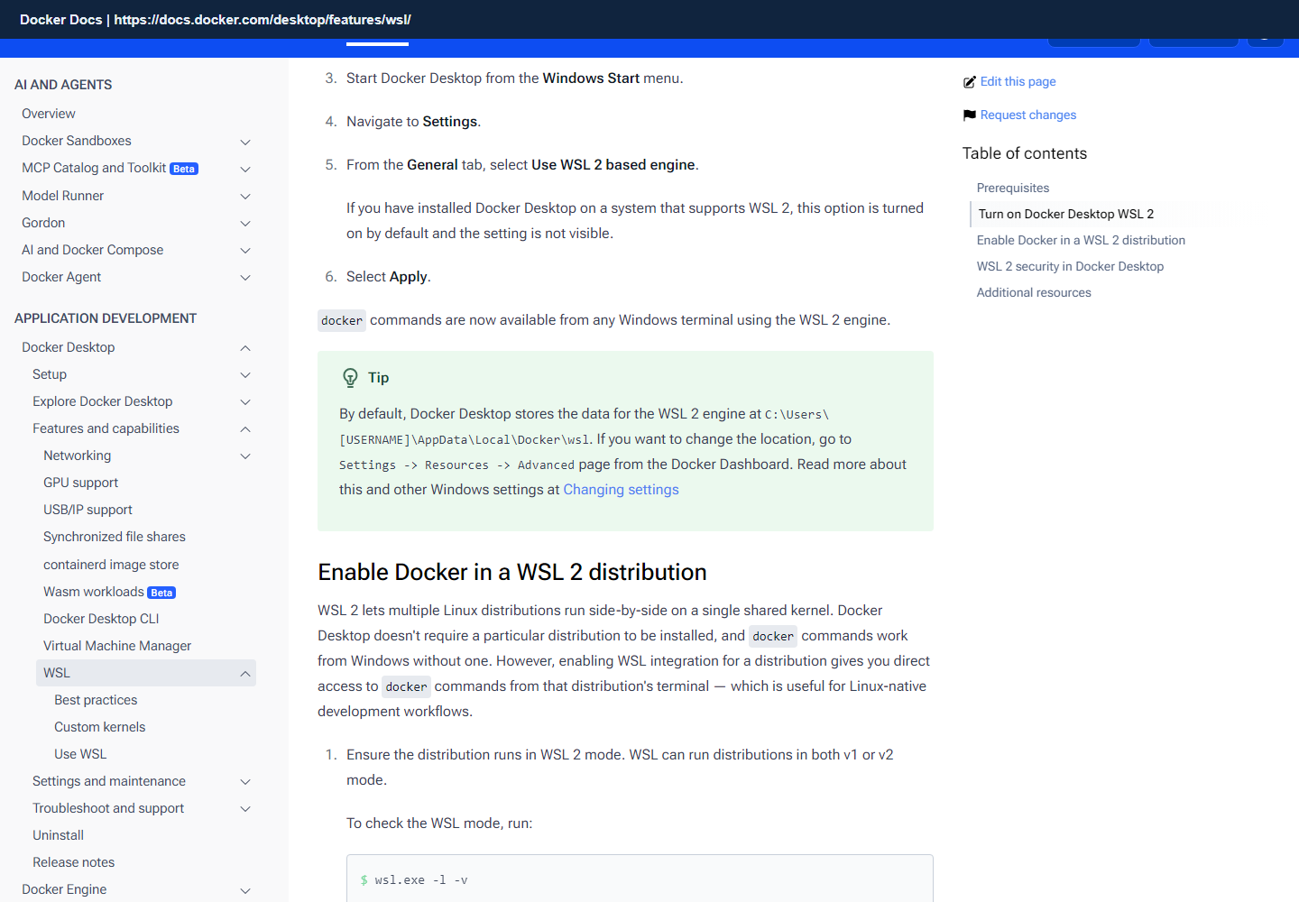 Docker 官方 WSL2 默认数据位置说明